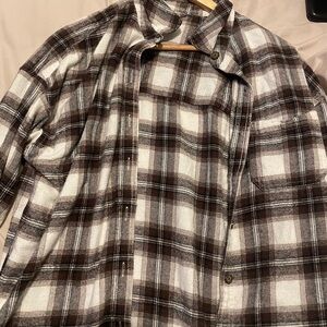 Garage Brown and White Plaid Button-Up Shirt
